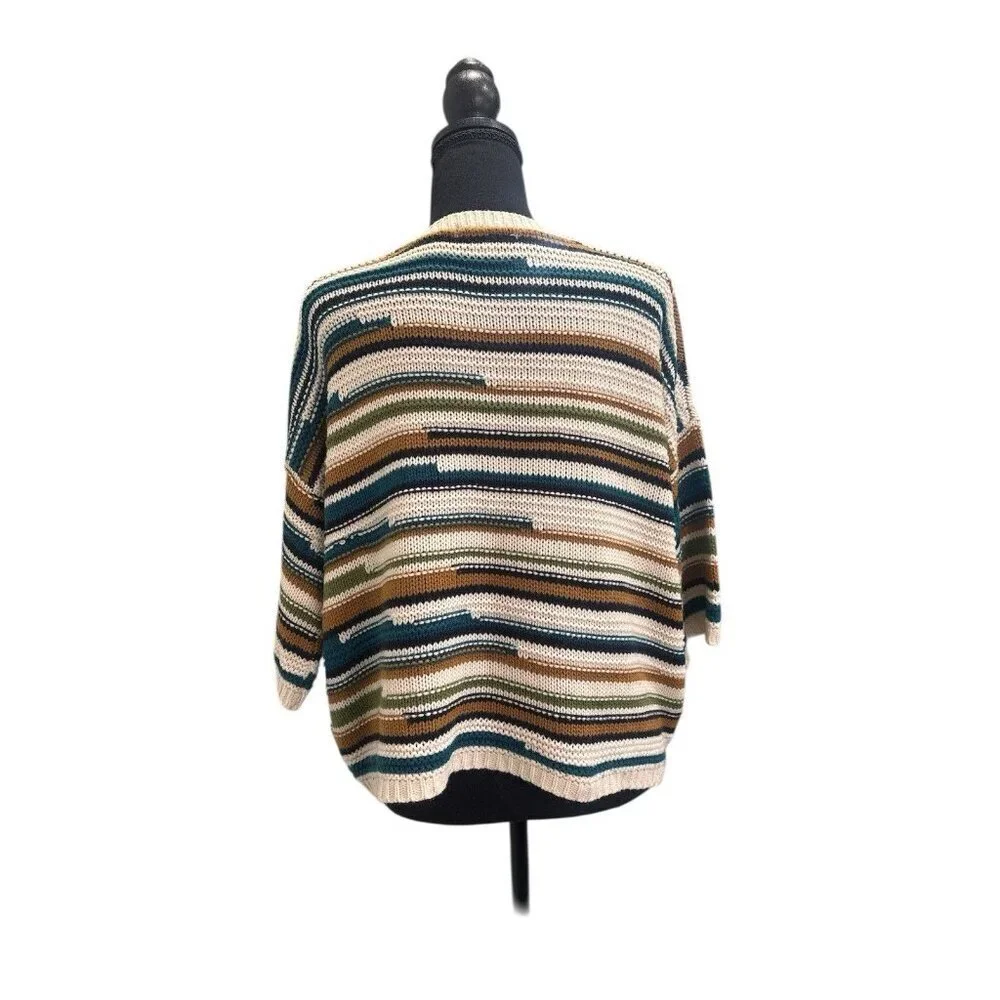 John Paul Richard Womens Open-Knit Multicolor Pullover Sweater Blouse Size M